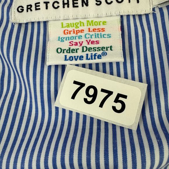 Gretchen Scott Blue/White Seersucker Odessa Tassel Tunic Shift Dress Size Small - Picture 13 of 13